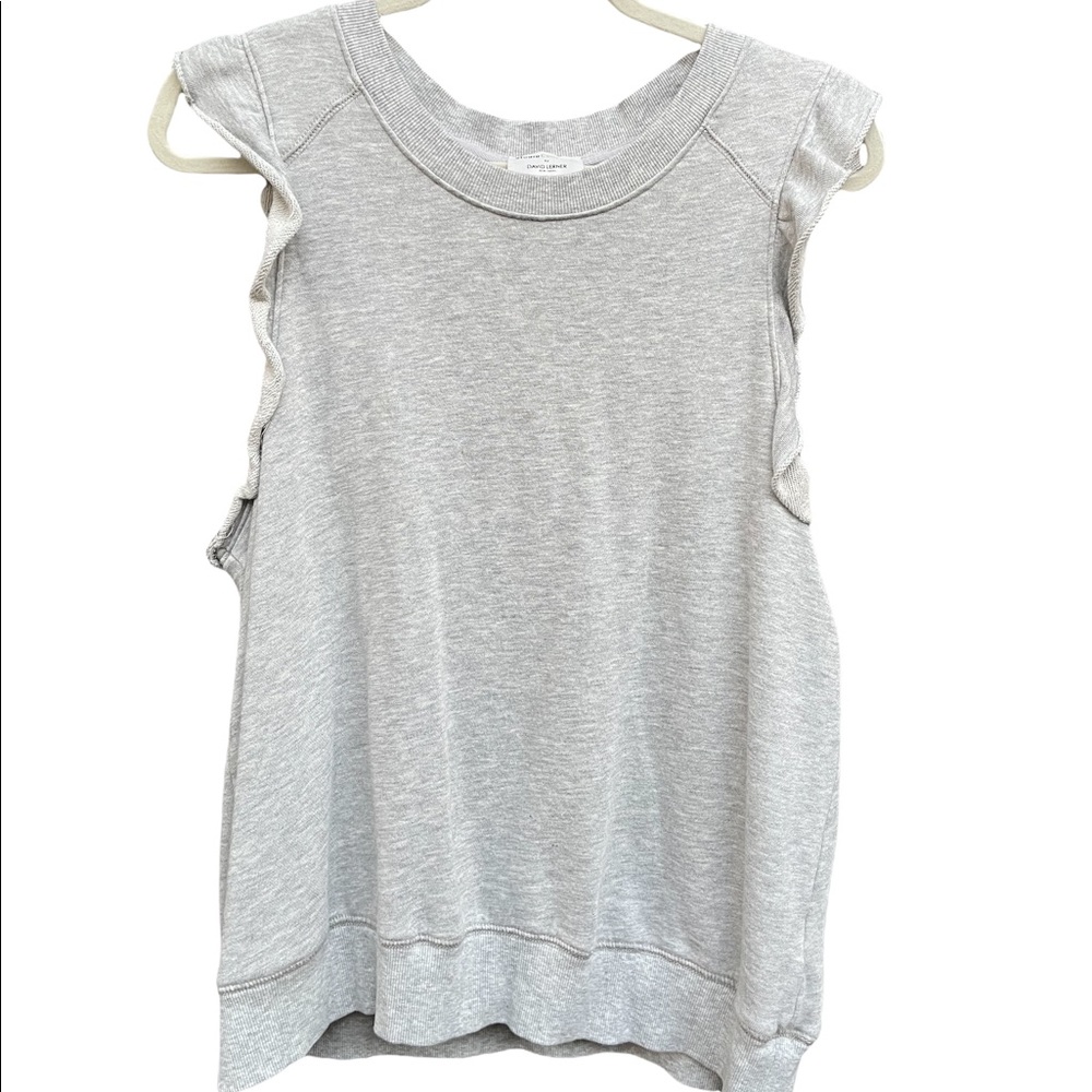 Studio Collection Ruffle Sleeve Terry Sweatshirt Tank by David Lerner